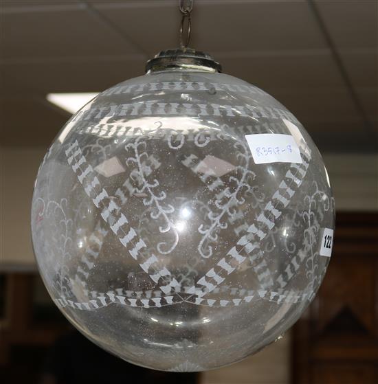 A wheel engraved globular shade